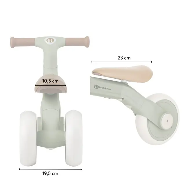 Bicicleta/tricicleta, Petite&Mars, 3 in 1, Multifunctionala, Cu/fara pedale, Ghidon directionabil, Sa reglabila pe inaltime, 2.3 kg, Pana la 25 kg, 12-36 luni, Verde BYN614877
