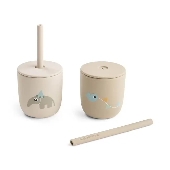 Cana cu pai Done by Deer silicon set 2 buc Celebration Sand