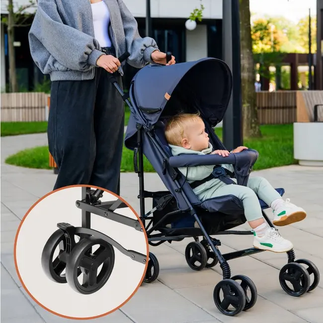 Carucior sport, Lionelo, Elia, Cu plasa de tantari, Suport de picioare reglabil, Spatar ajustabil in 4 pozitii, Capotina XXL, Pliere tip umbrela, Capacitate 15 kg, 6 luni+, EN 1888, Negru BYNLO-ELIA_BLACK_ONYX