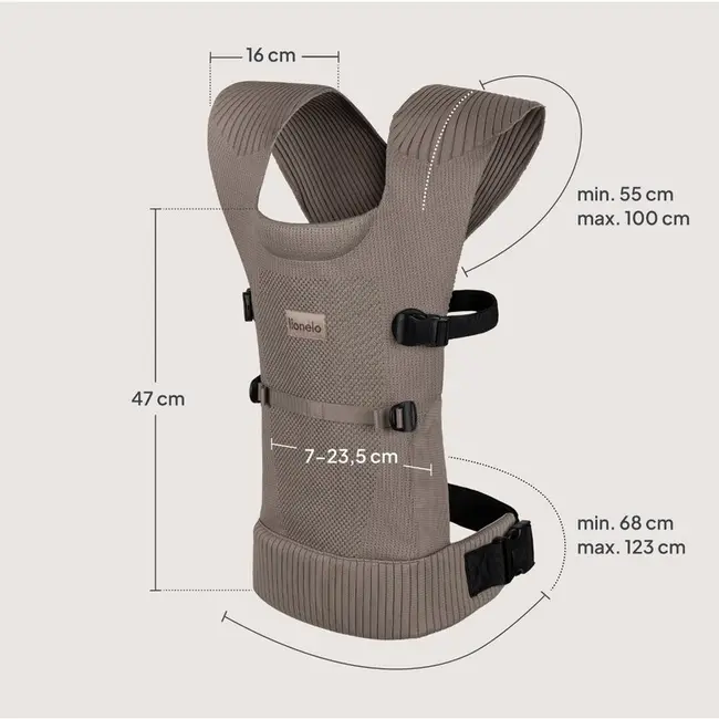 Marsupiu bebe, Lionelo, Mabel, Ergonomic, Pozitia M-broscuta, De la 4 luni pana la 15 Kg, Amplasare cu fata sau cu spatele spre parinte, Material respirabil, Bej BYNLO-MABEL_BEIGE_TAUPE