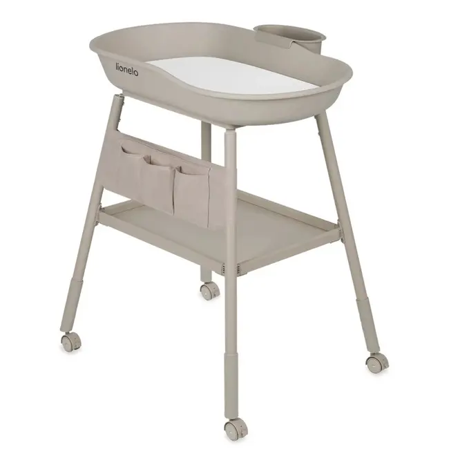 Masuta de infasat, Lionelo, Rosie, Cu saltea de infasat inclusa si roti, Spatiu pentru depozitare, Reglabila pe inaltime, Sustine 11 kg, 65x78x100 cm, 0 luni+, Bej BYNLO-ROSIE_BEIGE_SAND
