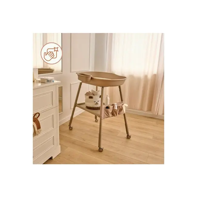 Masuta de infasat, Lionelo, Rosie, Cu saltea de infasat inclusa si roti, Spatiu pentru depozitare, Reglabila pe inaltime, Sustine 11 kg, 65x78x100 cm, 0 luni+, Bej BYNLO-ROSIE_BEIGE_SAND