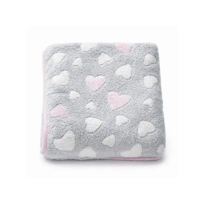 Paturica bebe, New Baby, 80x90 cm, Pufoasa, Pink Heart BYN59505