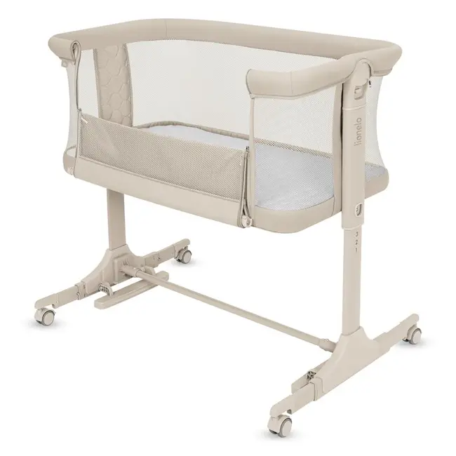 Patut co-sleeper, Lionelo, Pari, Multifunctional, Cu leganare, Reglabil in 6 pozitii pe inaltime, Saltea cu densitate T25, Geanta transport, 84x48x70-80 cm, Bej BYNLO-PARI_BEIGE_CREAM