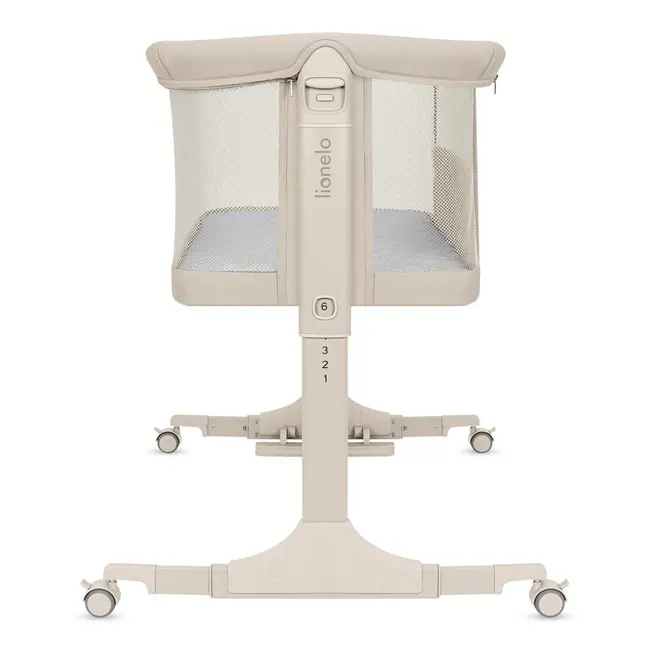 Patut co-sleeper, Lionelo, Pari, Multifunctional, Cu leganare, Reglabil in 6 pozitii pe inaltime, Saltea cu densitate T25, Geanta transport, 84x48x70-80 cm, Bej BYNLO-PARI_BEIGE_CREAM