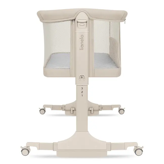 Patut co-sleeper, Lionelo, Pari, Multifunctional, Cu leganare, Reglabil in 6 pozitii pe inaltime, Saltea cu densitate T25, Geanta transport, 84x48x70-80 cm, Bej BYNLO-PARI_BEIGE_CREAM