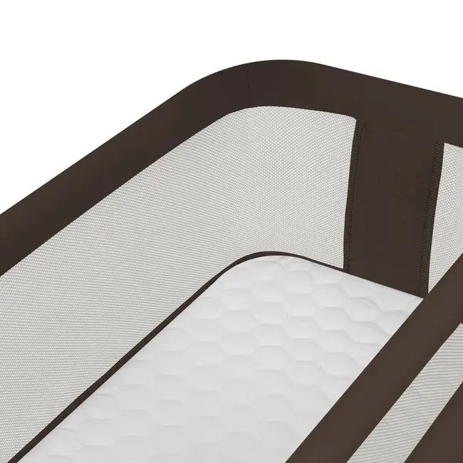 Patut co-sleeper, Lionelo, Pari, Multifunctional, Cu leganare, Reglabil in 6 pozitii pe inaltime, Saltea cu densitate T25, Geanta transport, 84x48x70-80 cm, Maro BYNLO-PARI_BROWN_CHOCOLATE