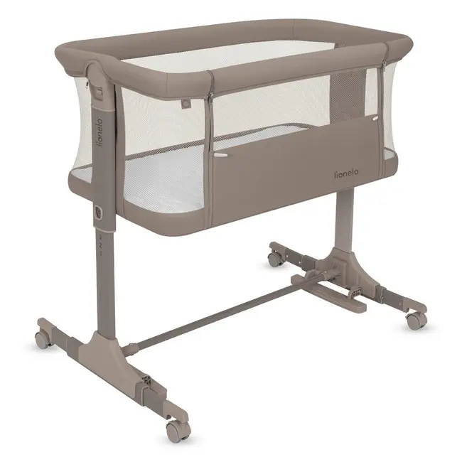 Patut co-sleeper, Lionelo, Pari, Multifunctional, Cu leganare, Reglabil in 6 pozitii pe inaltime, Saltea cu densitate T25, Geanta transport, 84x48x70-80 cm, Taupe BYNLO-PARI_BEIGE_TAUPE
