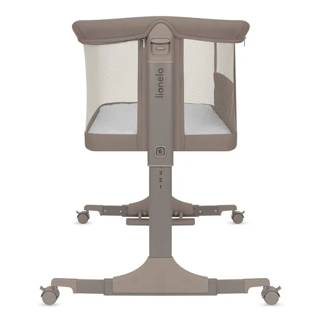 Patut co-sleeper, Lionelo, Pari, Multifunctional, Cu leganare, Reglabil in 6 pozitii pe inaltime, Saltea cu densitate T25, Geanta transport, 84x48x70-80 cm, Taupe BYNLO-PARI_BEIGE_TAUPE