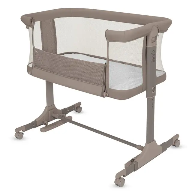 Patut co-sleeper, Lionelo, Pari, Multifunctional, Cu leganare, Reglabil in 6 pozitii pe inaltime, Saltea cu densitate T25, Geanta transport, 84x48x70-80 cm, Taupe BYNLO-PARI_BEIGE_TAUPE