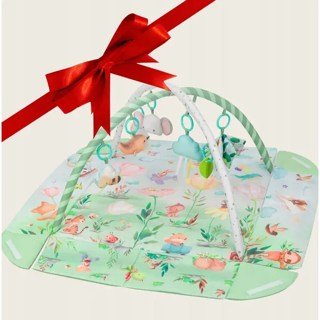 Salteluta interactiva, Lionelo, Inga, 7 jucarii senzoriale, detasabile, fosnaitoare, 116x112 cm, Lavabila la masina de spalat, Multicolor BYNLO-INGA_MULTICOLOR