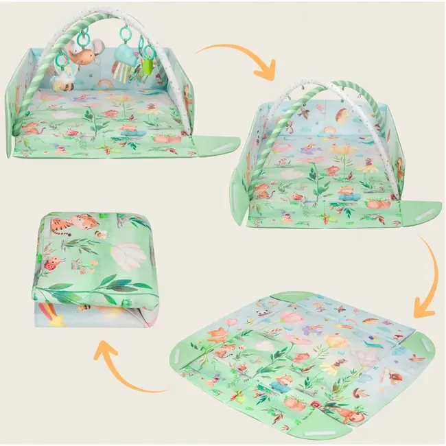 Salteluta interactiva, Lionelo, Inga, 7 jucarii senzoriale, detasabile, fosnaitoare, 116x112 cm, Lavabila la masina de spalat, Multicolor BYNLO-INGA_MULTICOLOR