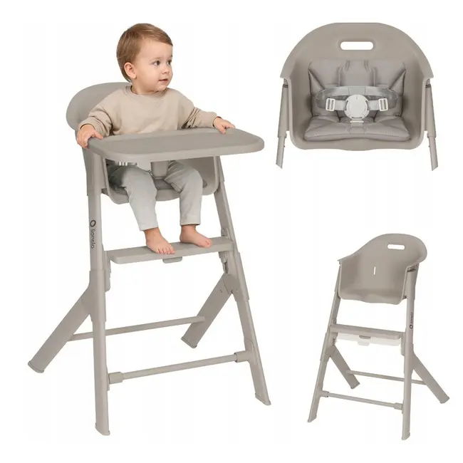 Scaun de masa, Lionelo, Beny, Suport de picioare si tavita ajustabile in 2 pozitii, Insertie moale, Centuri in 3 puncte, Asamblare rapida, Sustine 15 kg, 6 luni+, Bej BYNLO-BENY_BEIGE_SAND