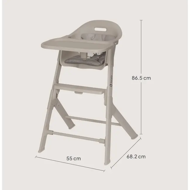 Scaun de masa, Lionelo, Beny, Suport de picioare si tavita ajustabile in 2 pozitii, Insertie moale, Centuri in 3 puncte, Asamblare rapida, Sustine 15 kg, 6 luni+, Bej BYNLO-BENY_BEIGE_SAND
