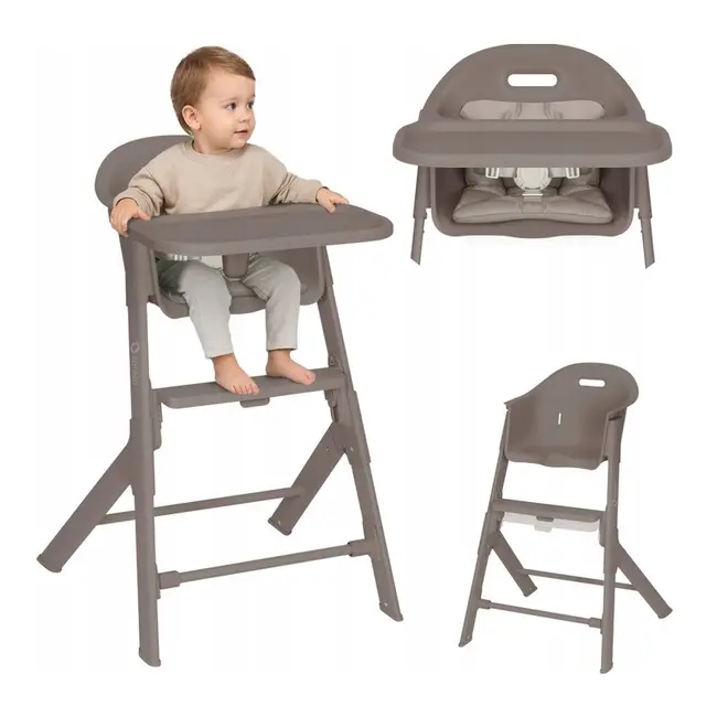 Scaun de masa, Lionelo, Beny, Suport de picioare si tavita ajustabile in 2 pozitii, Insertie moale, Centuri in 3 puncte, Asamblare rapida, Sustine 15 kg, 6 luni+, Taupe BYNLO-BENY_BEIGE_TAUPE