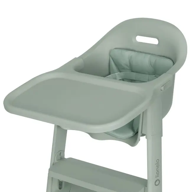 Scaun de masa, Lionelo, Beny, Suport de picioare si tavita ajustabile in 2 pozitii, Insertie moale, Centuri in 3 puncte, Asamblare rapida, Sustine 15 kg, 6 luni+, Verde BYNLO-BENY_GREEN_SAGE