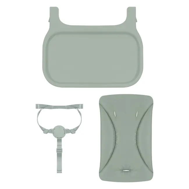 Scaun de masa, Lionelo, Beny, Suport de picioare si tavita ajustabile in 2 pozitii, Insertie moale, Centuri in 3 puncte, Asamblare rapida, Sustine 15 kg, 6 luni+, Verde BYNLO-BENY_GREEN_SAGE