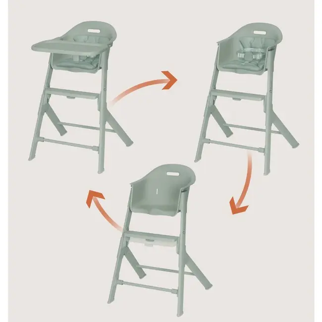 Scaun de masa, Lionelo, Beny, Suport de picioare si tavita ajustabile in 2 pozitii, Insertie moale, Centuri in 3 puncte, Asamblare rapida, Sustine 15 kg, 6 luni+, Verde BYNLO-BENY_GREEN_SAGE