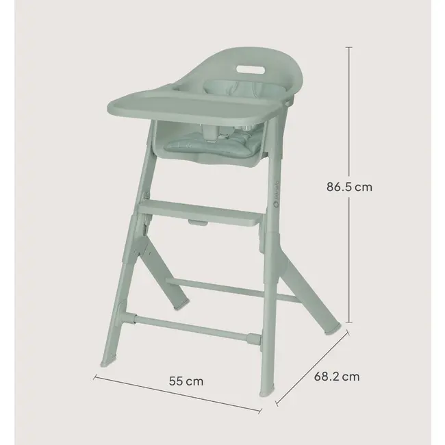 Scaun de masa, Lionelo, Beny, Suport de picioare si tavita ajustabile in 2 pozitii, Insertie moale, Centuri in 3 puncte, Asamblare rapida, Sustine 15 kg, 6 luni+, Verde BYNLO-BENY_GREEN_SAGE