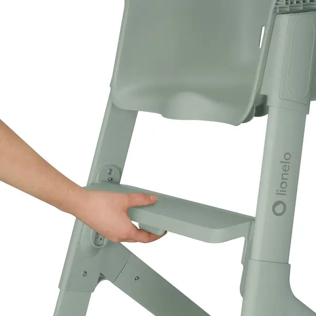 Scaun de masa, Lionelo, Beny, Suport de picioare si tavita ajustabile in 2 pozitii, Insertie moale, Centuri in 3 puncte, Asamblare rapida, Sustine 15 kg, 6 luni+, Verde BYNLO-BENY_GREEN_SAGE