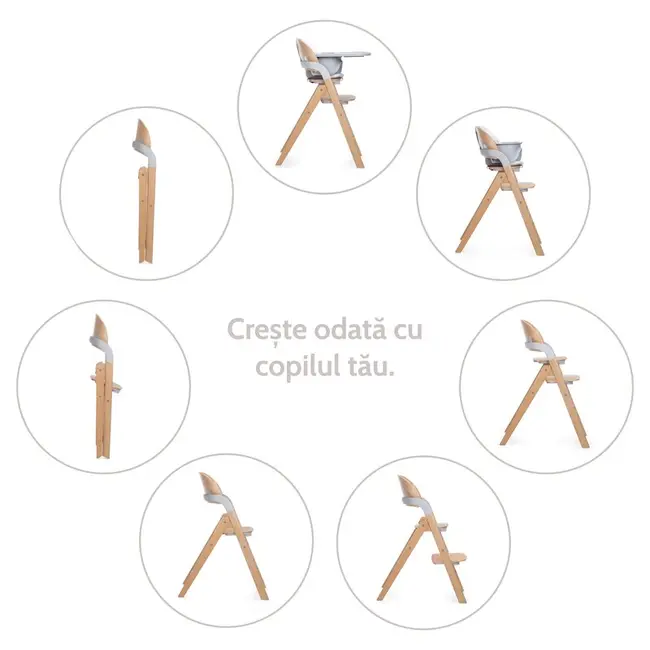 Scaun de masa multifunctional pliabil, Jane, Forest, De la 6 luni la adult, Din lemn fag, Greutate maxima 100 Kg, Mist BYN8420421094082