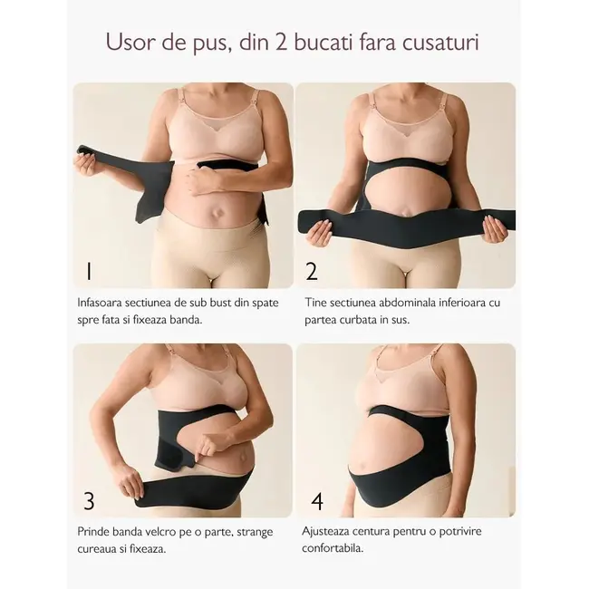Centura gravide Momcozy pentru sustinerea greutatii abdominale Black XL
