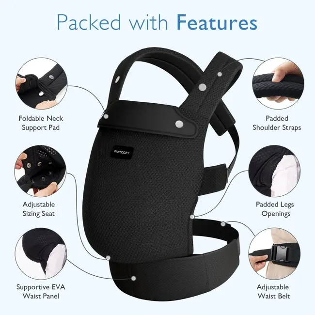 Marsupiu nou nascut Momcozy Air Mesh Black