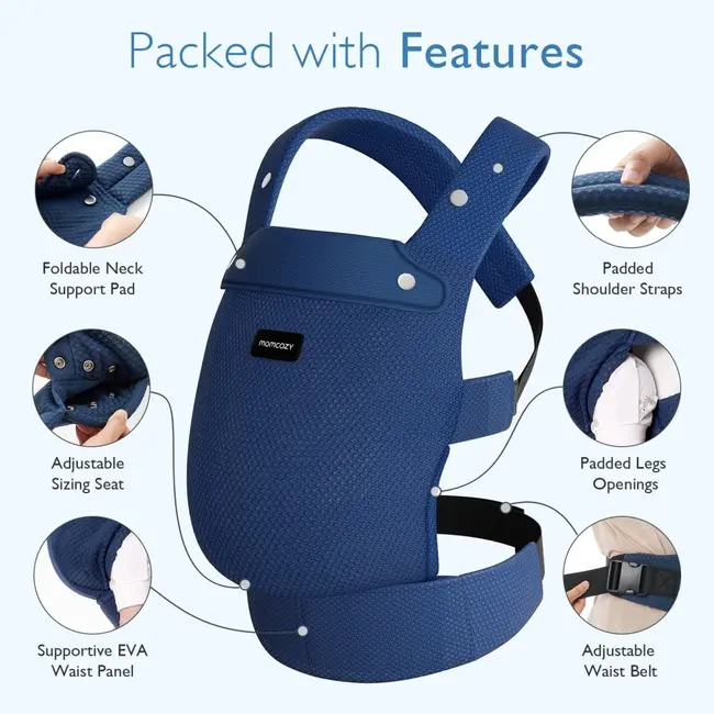Marsupiu nou nascut Momcozy Air Mesh Blue