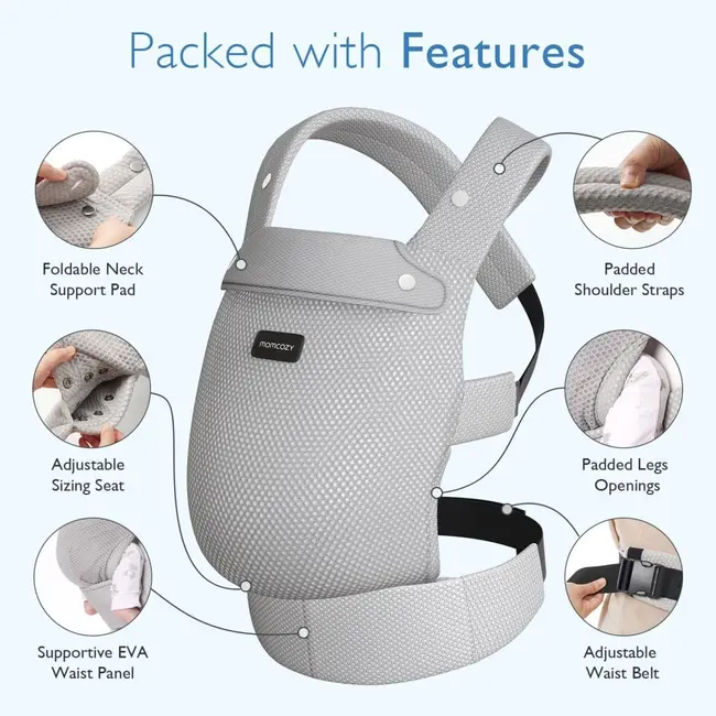 Marsupiu nou nascut Momcozy Air Mesh Grey