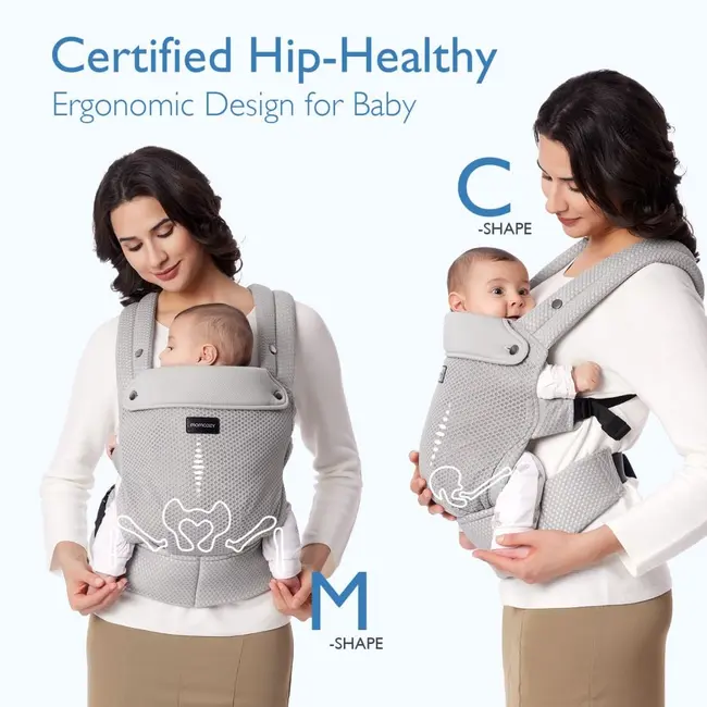 Marsupiu nou nascut Momcozy Air Mesh Grey