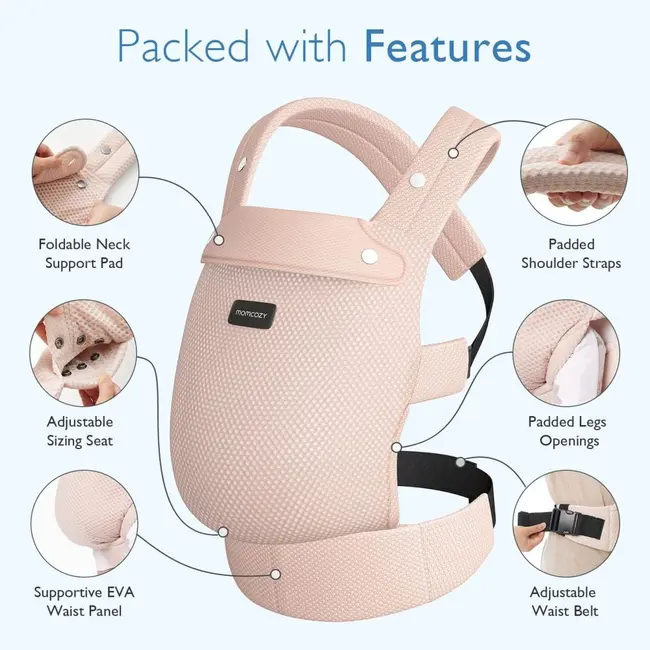 Marsupiu nou nascut Momcozy Air Mesh Pink