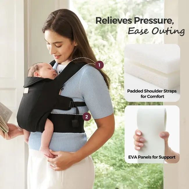 Marsupiu nou nascut Momcozy WeeSnug bumbac Black