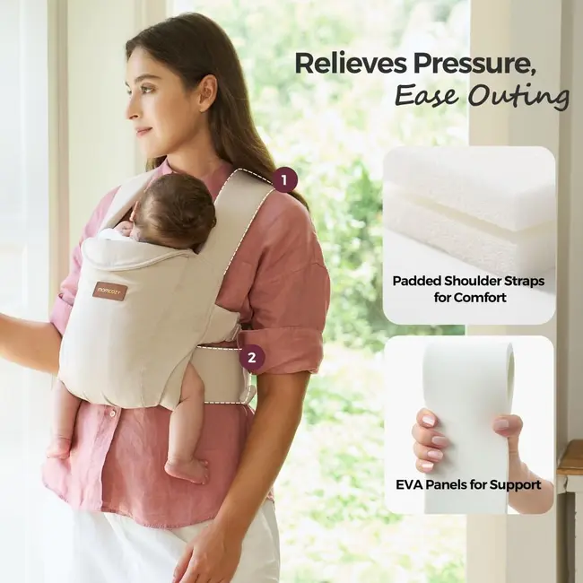 Marsupiu nou nascut Momcozy WeeSnug bumbac Khaki