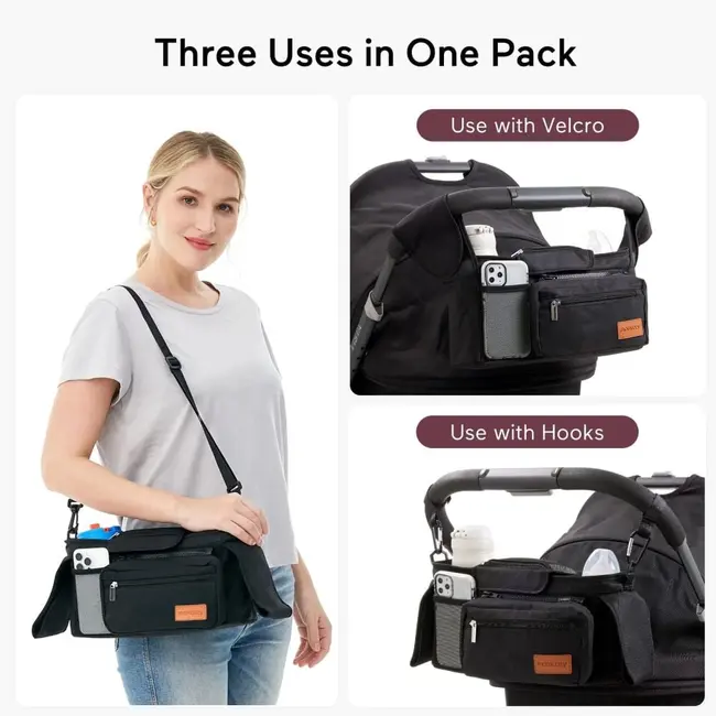 Organizator pentru carucior Momcozy cu suporturi pentru pahare