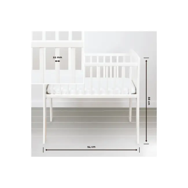 Patut Mic, Co-sleeping Din Lemn, Alb 90 X 40 Cm Pjbbedside_alb01