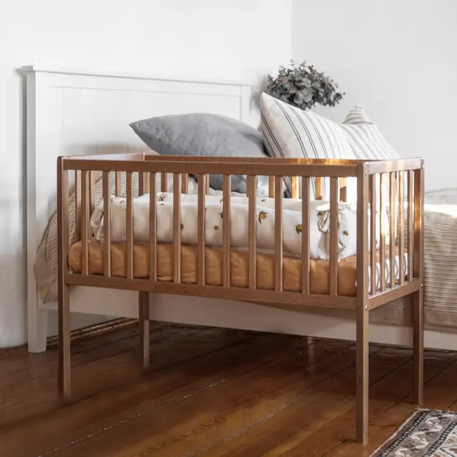 Patut Mic, Co-sleeping Din Lemn, Classic Vintage Cu Saltea Cocos Spuma Cocos 90 X 40 X 7 Cm Pjbbedside_vintage