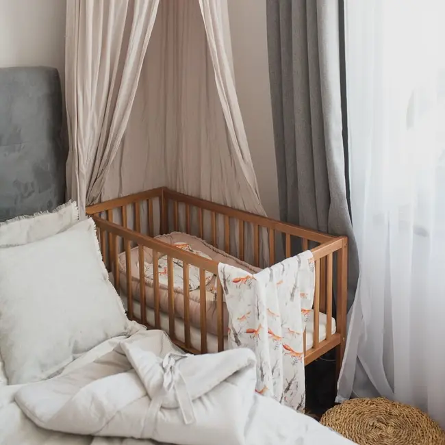 Patut Mic, Co-sleeping Din Lemn, Classic Vintage Cu Saltea Cocos Spuma Cocos 90 X 40 X 7 Cm Pjbbedside_vintage