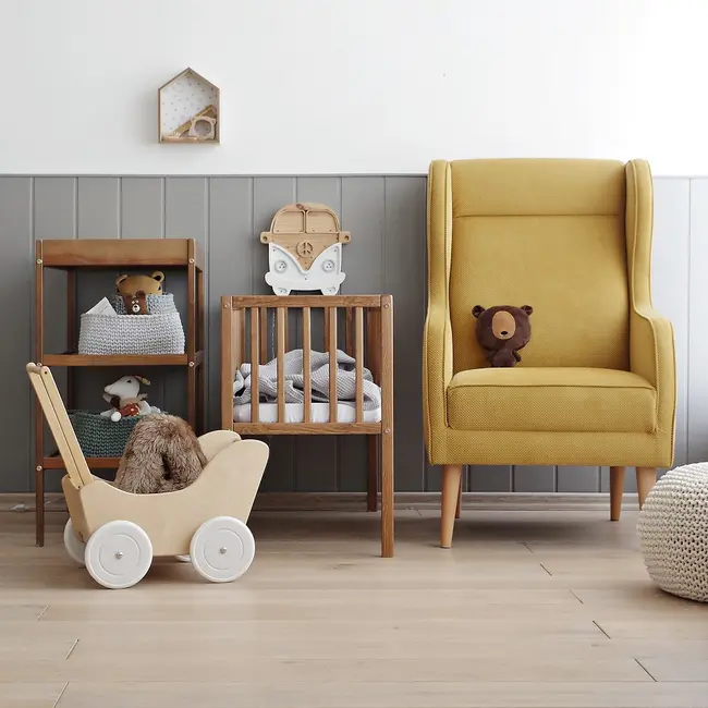 Patut Mic, Co-sleeping Din Lemn, Classic Vintage Cu Saltea Cocos Spuma Cocos 90 X 40 X 7 Cm Pjbbedside_vintage