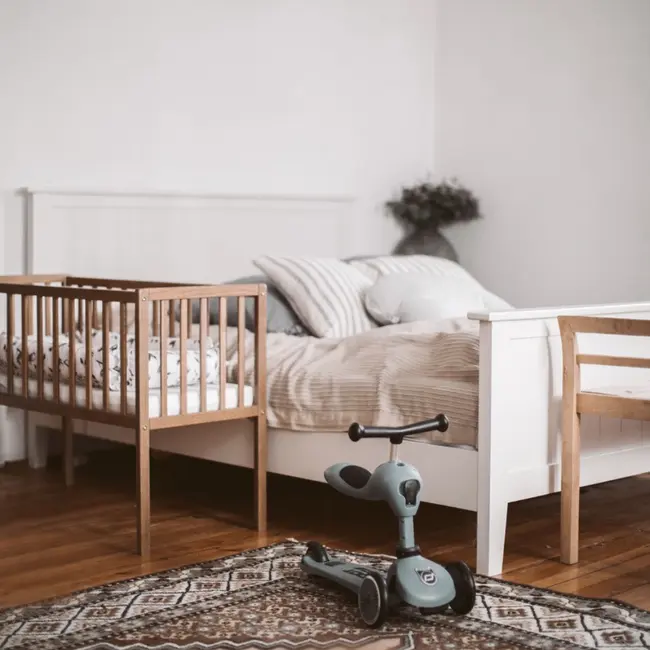 Patut Mic, Co-sleeping Din Lemn, Classic Vintage Cu Saltea Cocos Spuma Cocos 90 X 40 X 7 Cm Pjbbedside_vintage
