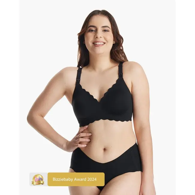 Sutien alaptare floral fara cusaturi cu sustinere Momcozy YN46 Black S