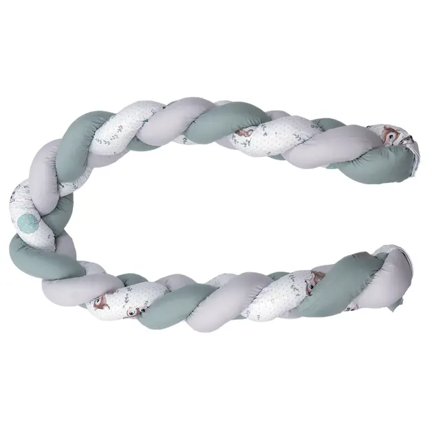 Aparatoare Laterala Pat Bumper Impletit, Inchidere Velcro, Bumbac Caprioara Mica, 180x21 Cm Pjb83156