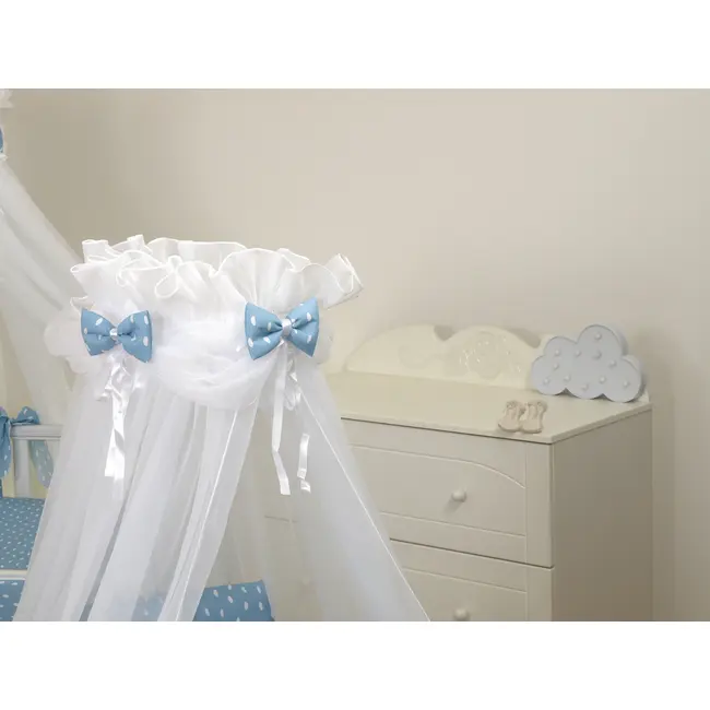 Baldachin Din Tul, Sky Bunny Blue + Suport Universal Din Metal Pentru Patut  Set Complet 600x160 Cm Pjb68684+s