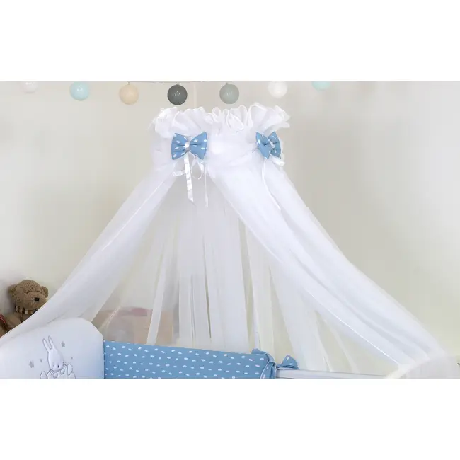 Baldachin Din Tul, Sky Bunny Blue + Suport Universal Din Metal Pentru Patut  Set Complet 600x160 Cm Pjb68684+s
