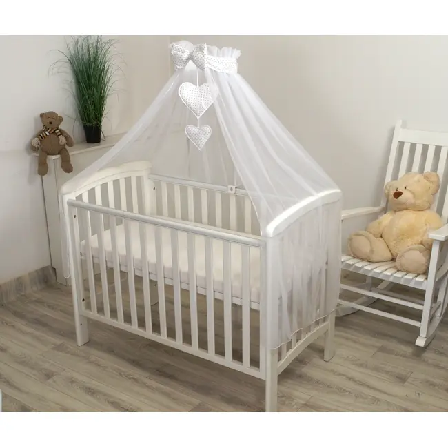 Baldachin Din Tul Pentru Patut, 300x160 Cm, Cu Funda Cu Buline ,   Amy   Protectie, Confort Si Decor Elegant Pjb819
