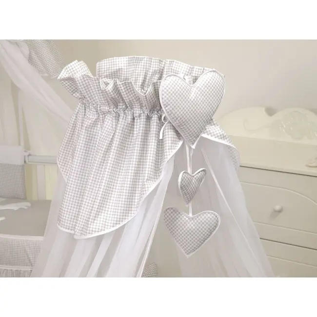 Baldachin Din Tul Pentru Patut, 600x160 Cm, Bear Heart Gri ,   Amy   Protectie, Confort Si Decor Elegant Pjb68953