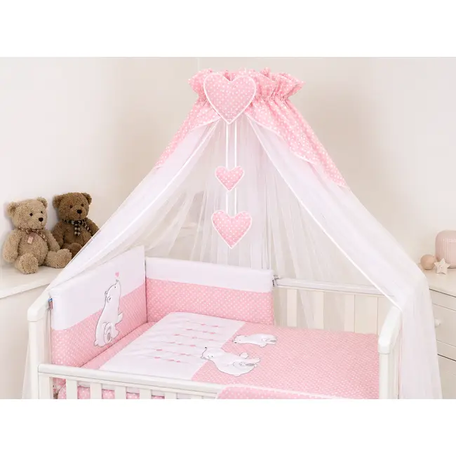 Baldachin Din Tul Pentru Patut, 600x160 Cm, Bear Heart Roz ,   Amy   Protectie, Confort Si Decor Elegant Pjb68909
