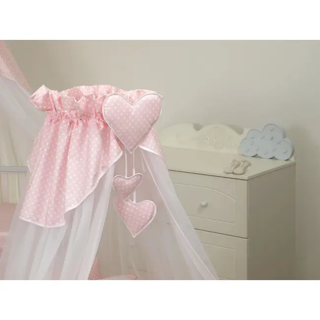 Baldachin Din Tul Pentru Patut, 600x160 Cm, Bear Heart Roz ,   Amy   Protectie, Confort Si Decor Elegant Pjb68909