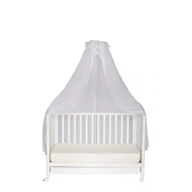 Baldachin Patut Lemn Cu Suport De Prindere Inclus Real Bears Alb, 620x180 Cm Pjbbald_realbears_white