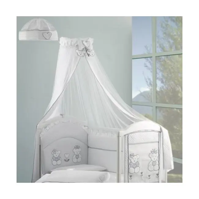 Baldachin Patut Lemn Cu Suport De Prindere Inclus Real Bears Alb, 620x180 Cm Pjbbald_realbears_white