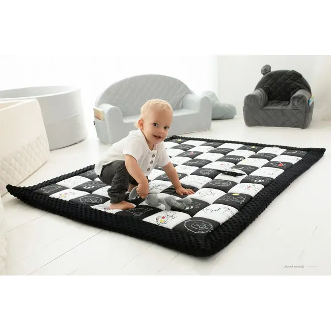 Covor De Joaca Termoizolant Pentru Bebe, Activitati Senzorial ,   Contrast 120x140cm Pjbc598